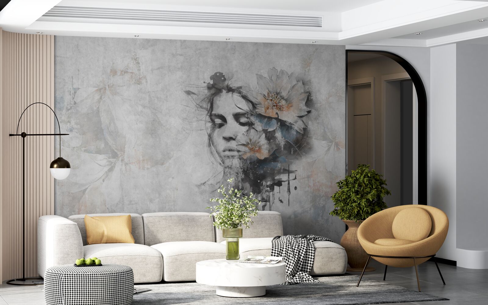 Фотошпалери дівчина з букетом квітів