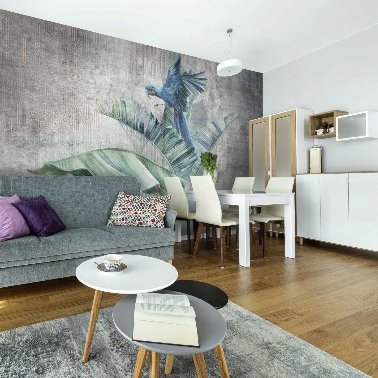 Фотошпалери папуга сідає на пальму