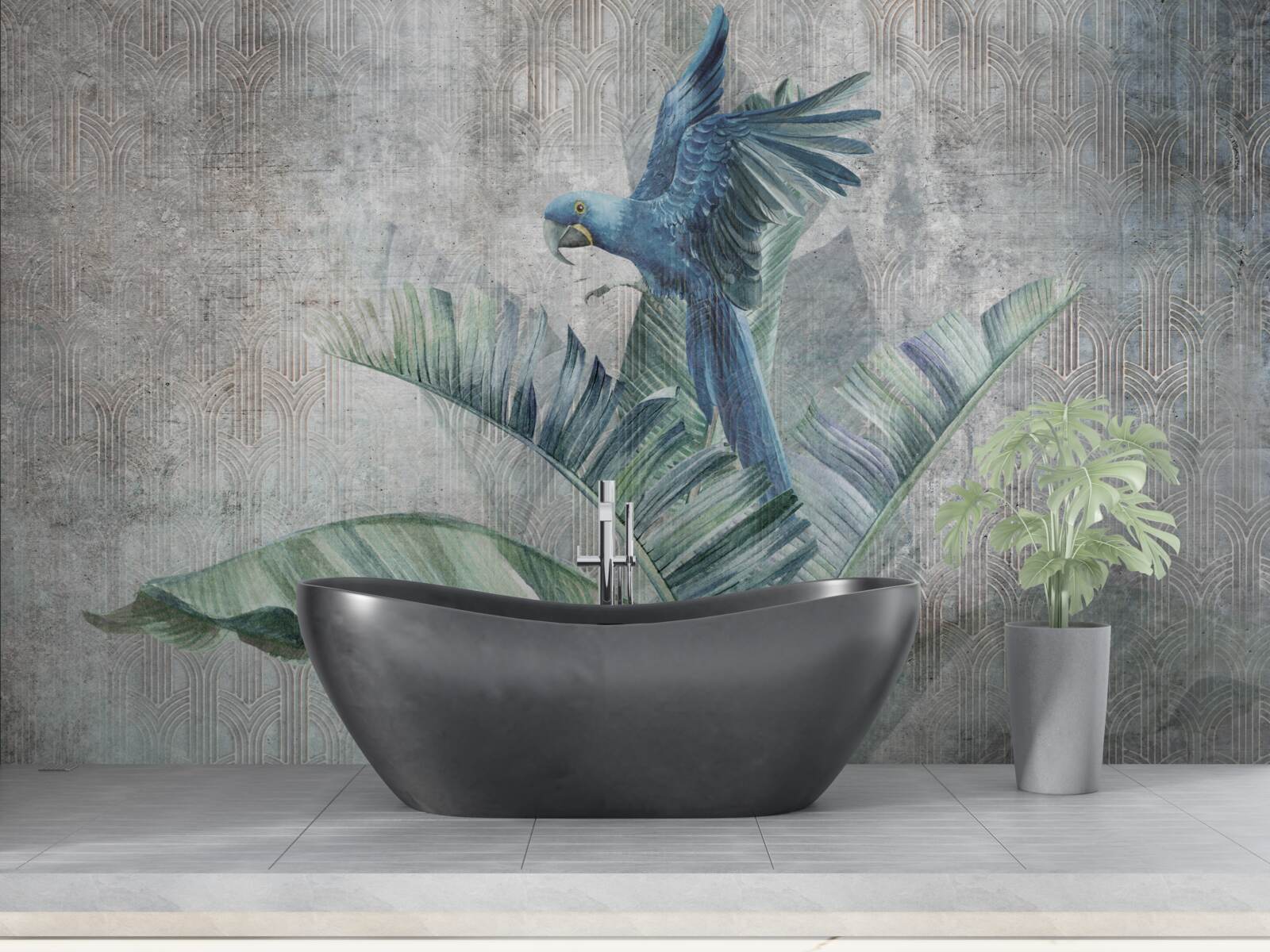 Фотошпалери папуга сідає на пальму