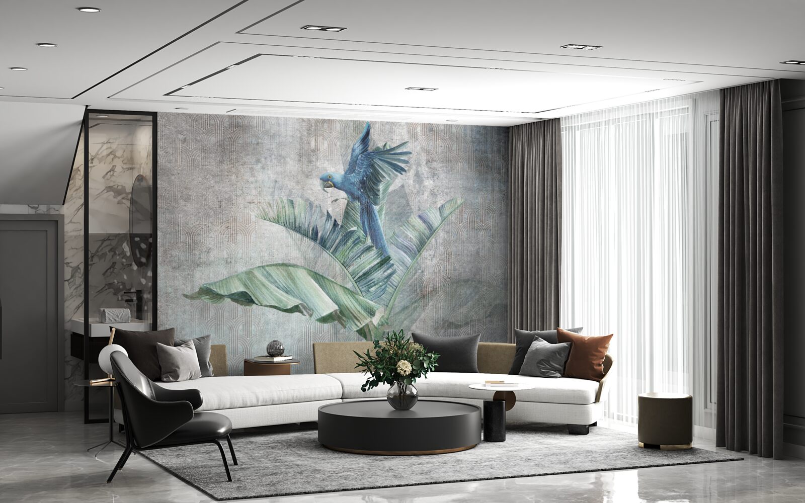 Фотошпалери папуга сідає на пальму