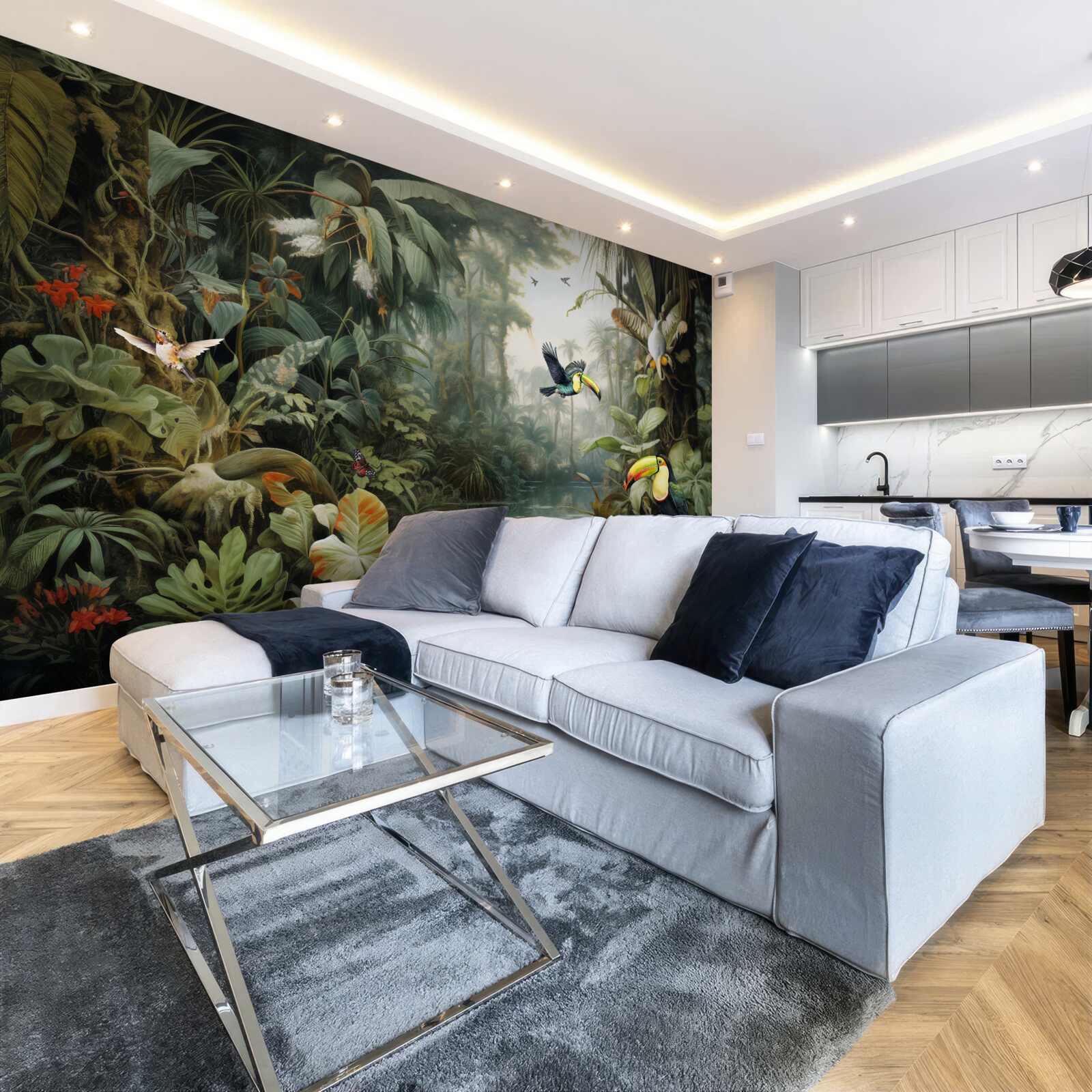 Фотошпалери тропічні чагарники біля ставка