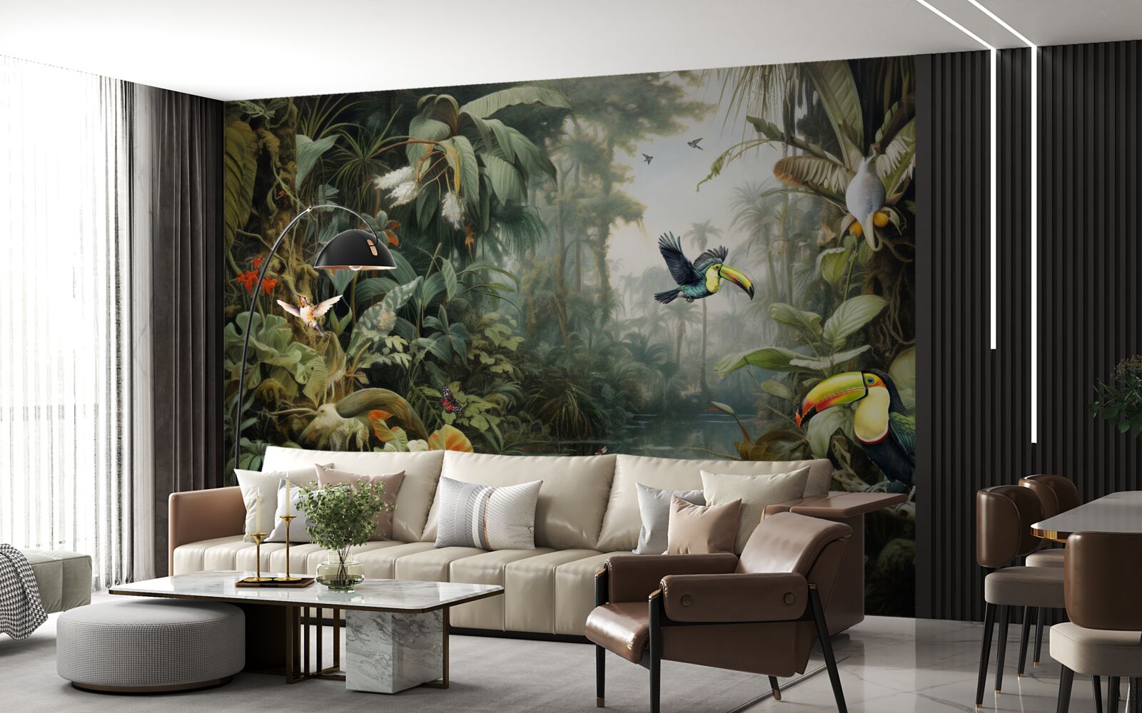 Фотошпалери тропічні чагарники біля ставка