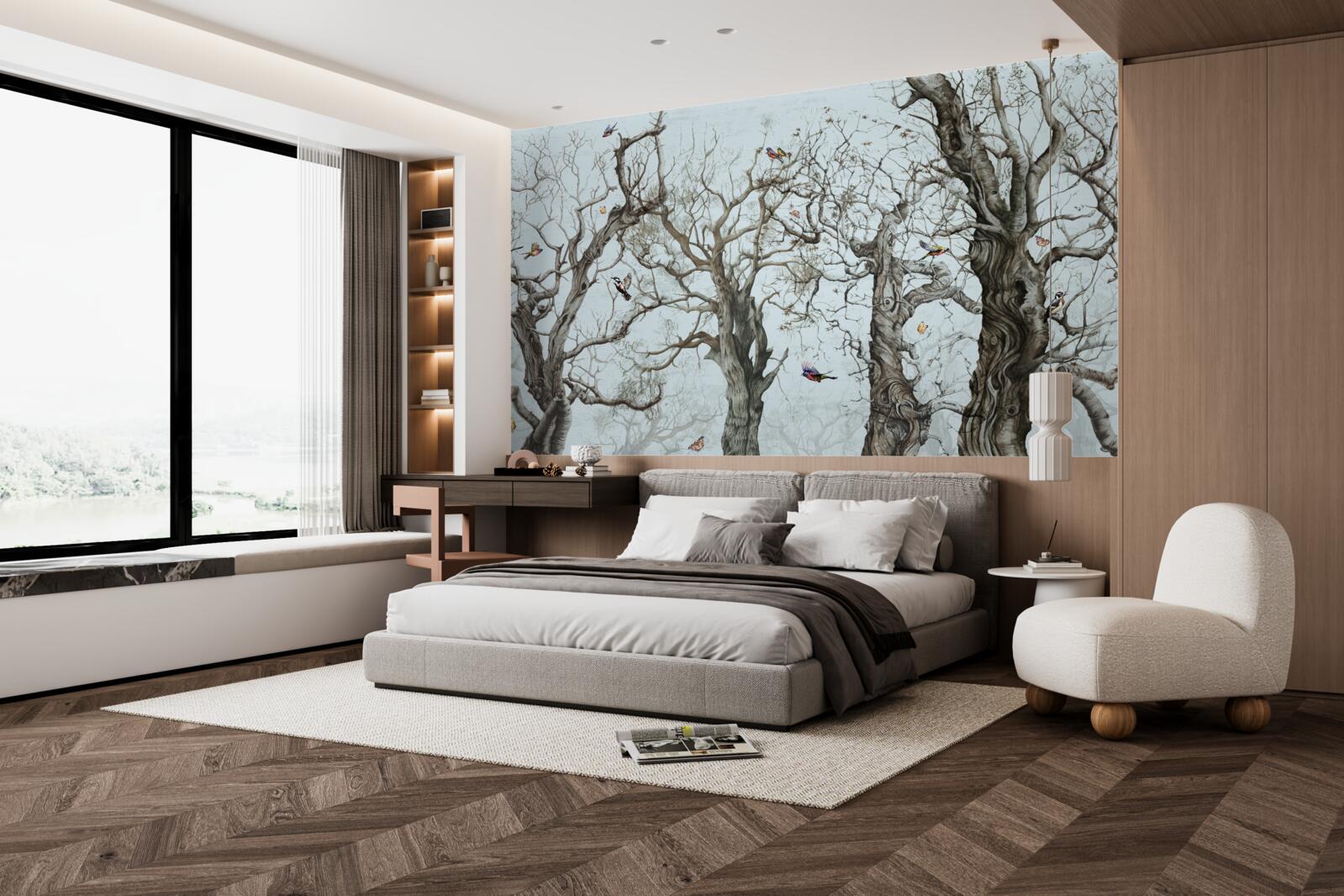 Фотошпалери дерева восени, які скинули листя