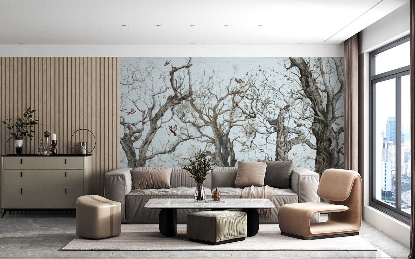 Фотошпалери дерева восени, які скинули листя