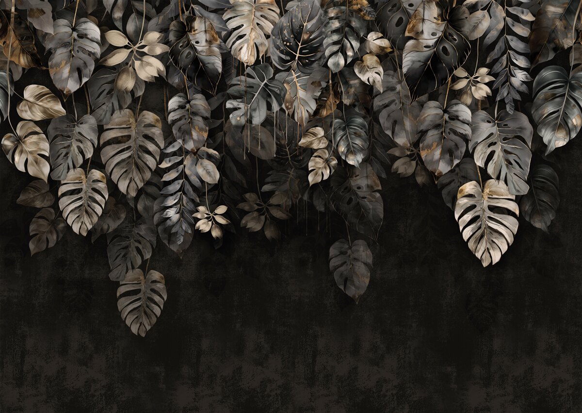 Фотошпалери велика монстера вночі залишає листя