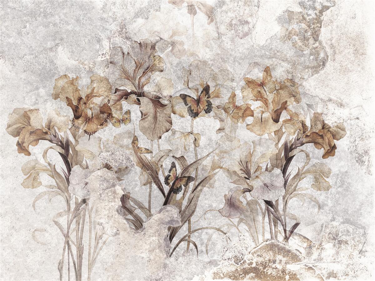 Фотошпалери осіннє листя, приховане в тумані, і метелики