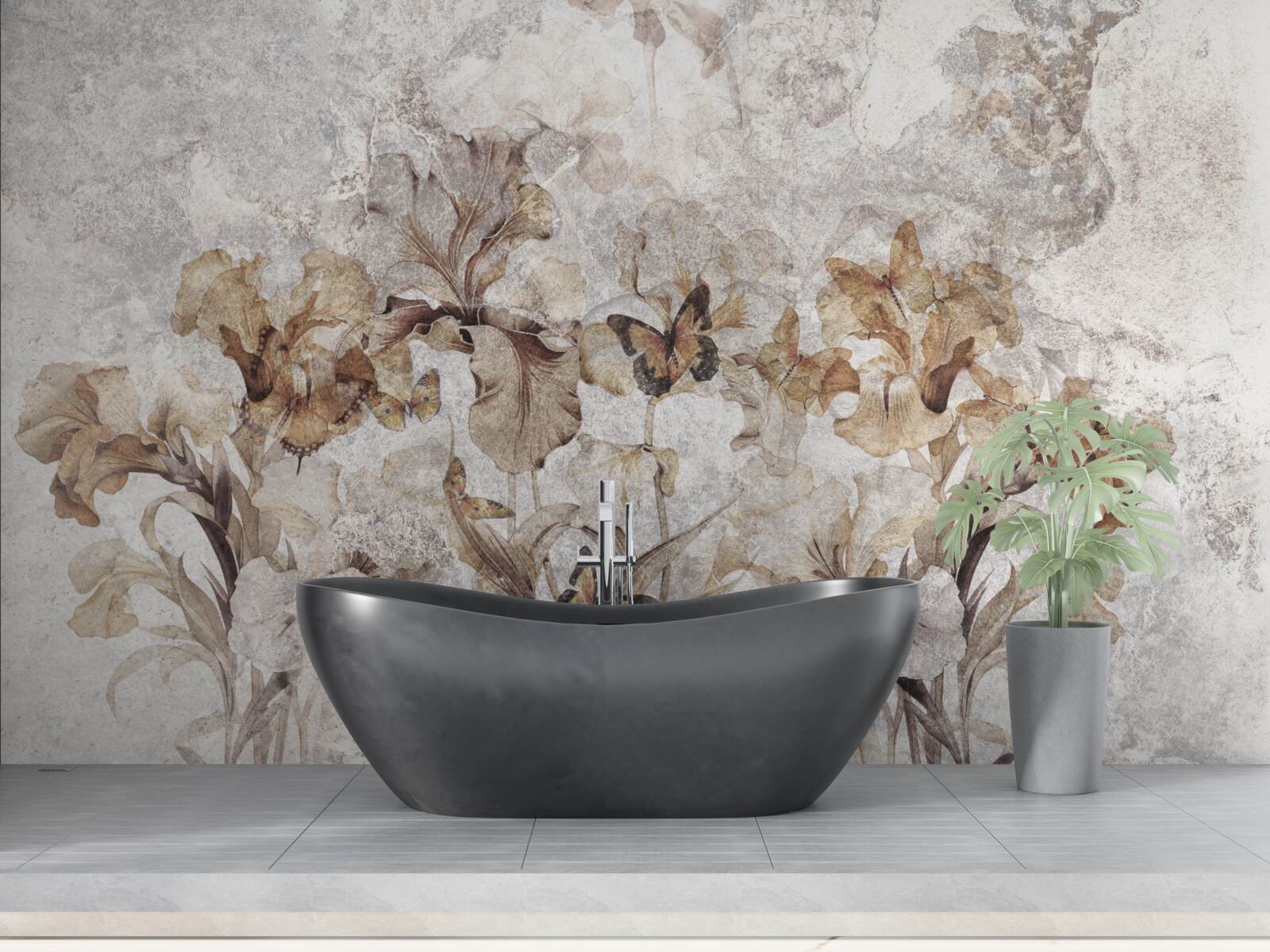 Фотошпалери осіннє листя, приховане в тумані, і метелики