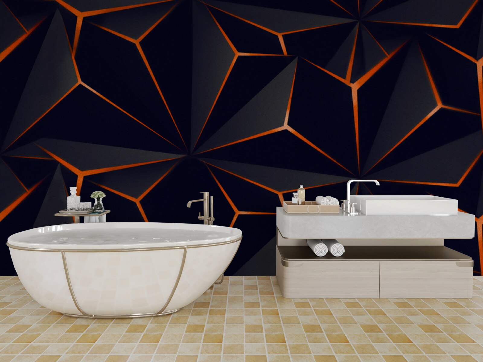 Фотошпалери піраміди чорні з червоними гранями