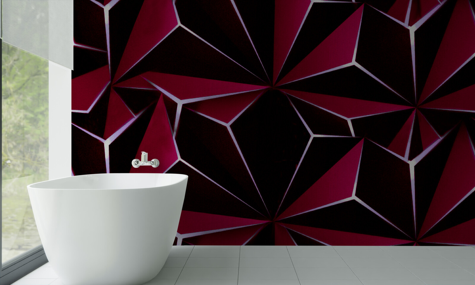 Фотошпалери бордові об'ємні піраміди