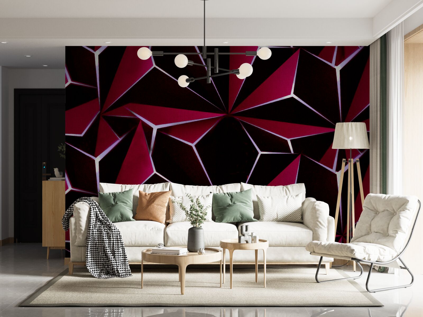 Фотошпалери бордові об'ємні піраміди