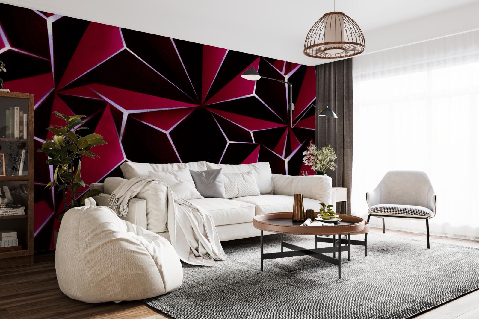 Фотошпалери бордові об'ємні піраміди