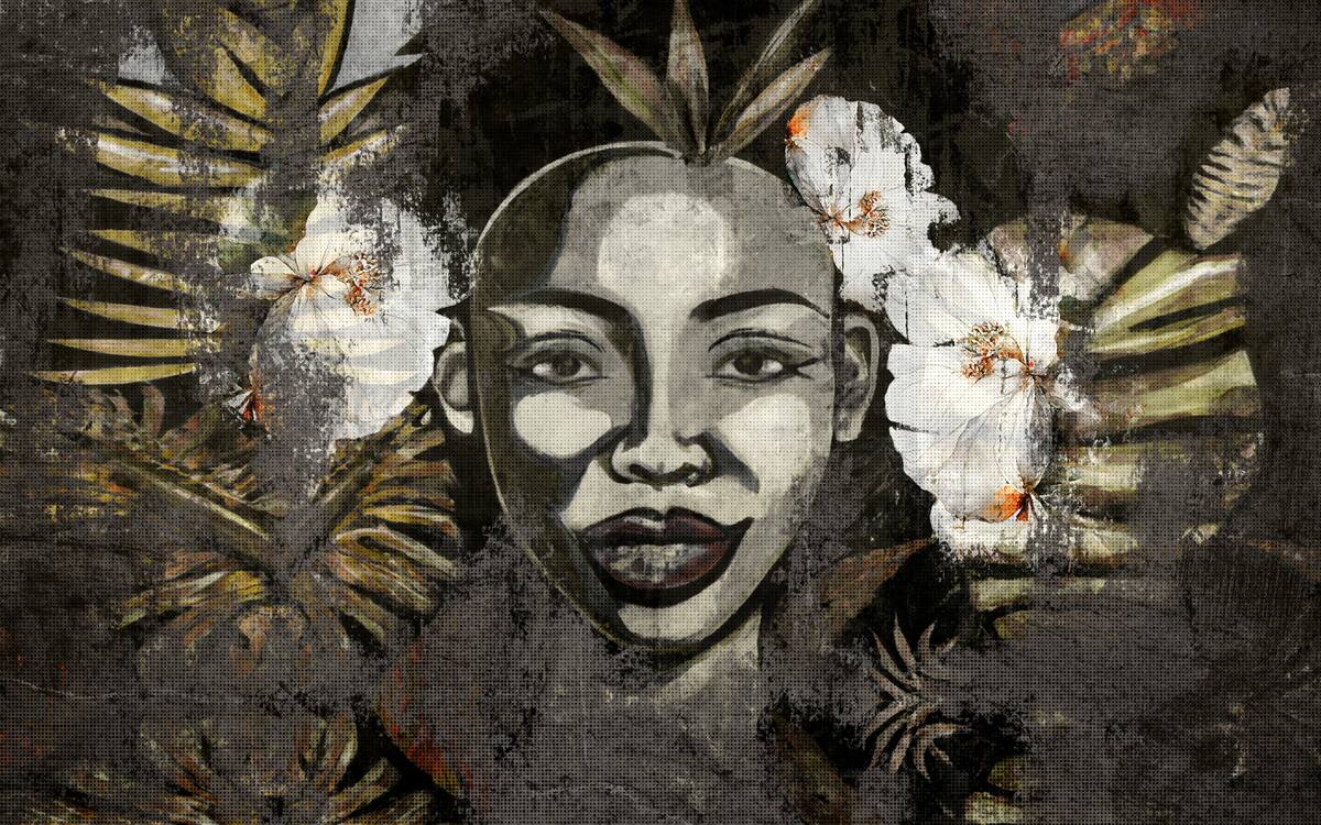 Фотошпалери Африканська жінка в тропічному лісі