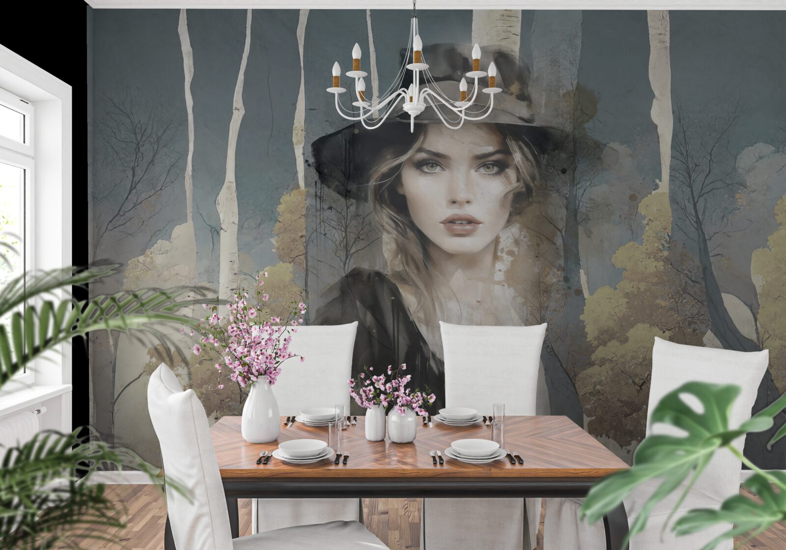 Фотошпалери резюме дівчинки в лісі в капелюсі