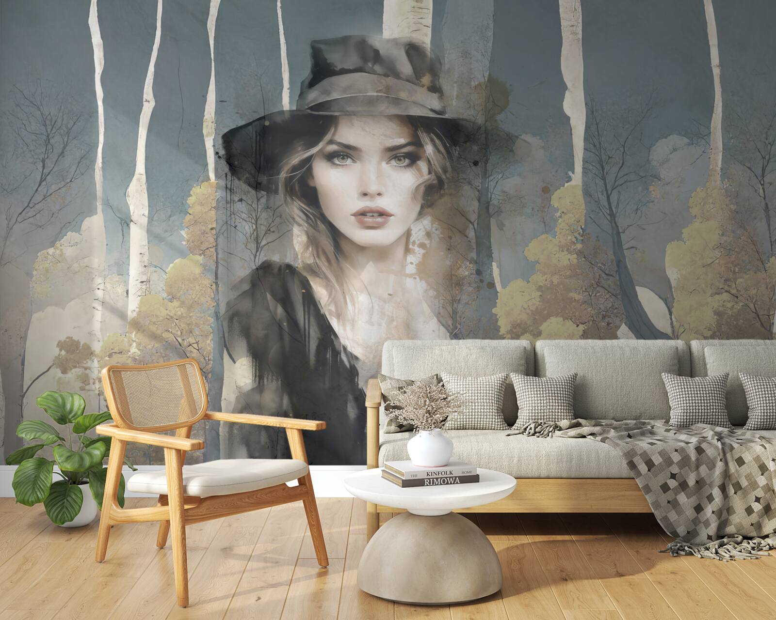 Фотошпалери резюме дівчинки в лісі в капелюсі