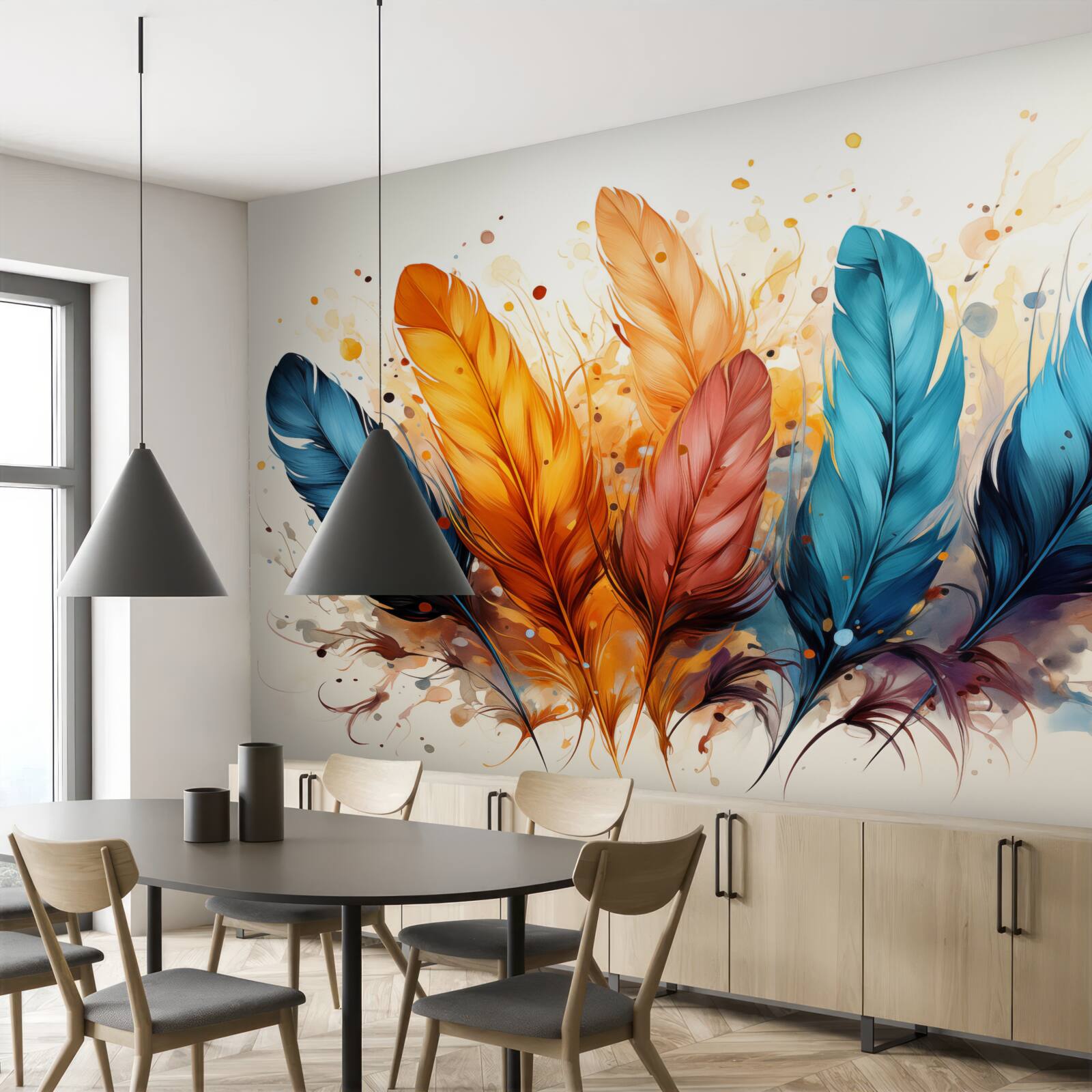 Фотошпалери пухнасте пір'я в осінніх відтінках