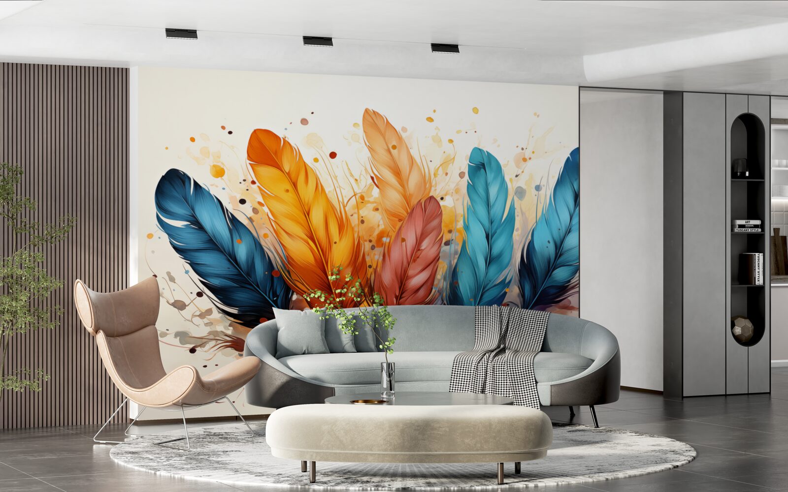 Фотошпалери пухнасте пір'я в осінніх відтінках