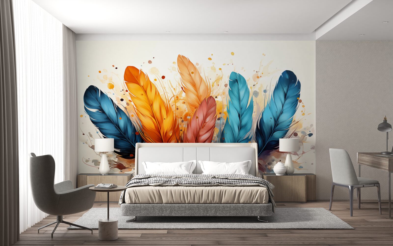 Фотошпалери пухнасте пір'я в осінніх відтінках