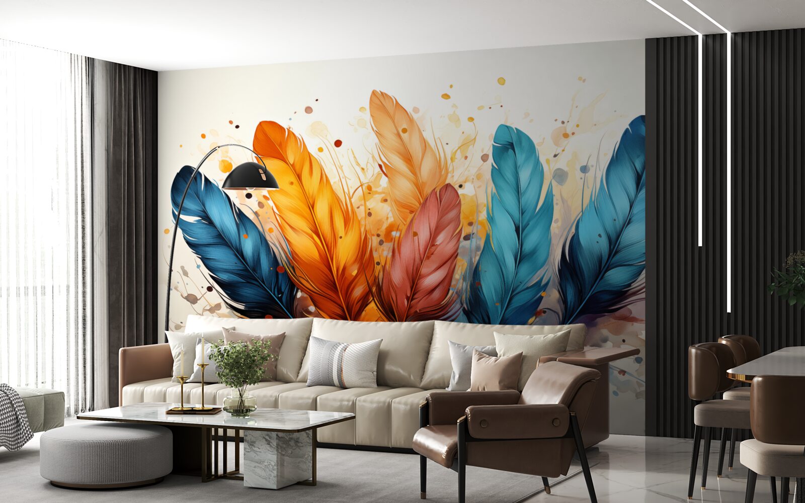 Фотошпалери пухнасте пір'я в осінніх відтінках