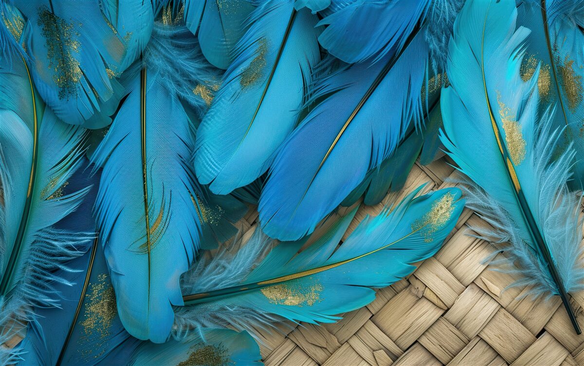 Фотошпалери красиве пухнасте пір'я насиченого синього кольору