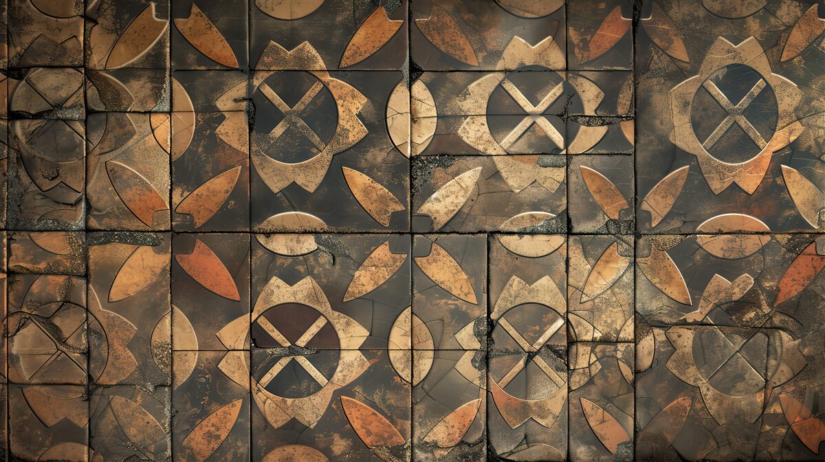 Фотошпалери геометрична композиція з елементами листя