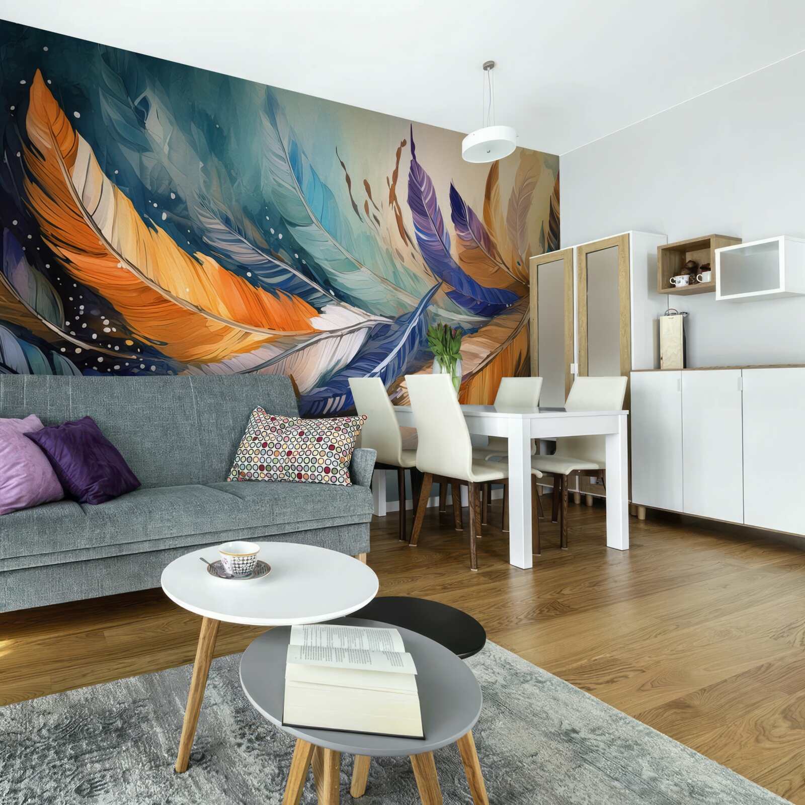 Фотошпалери яскраве осіннє листя танцює на вітрі