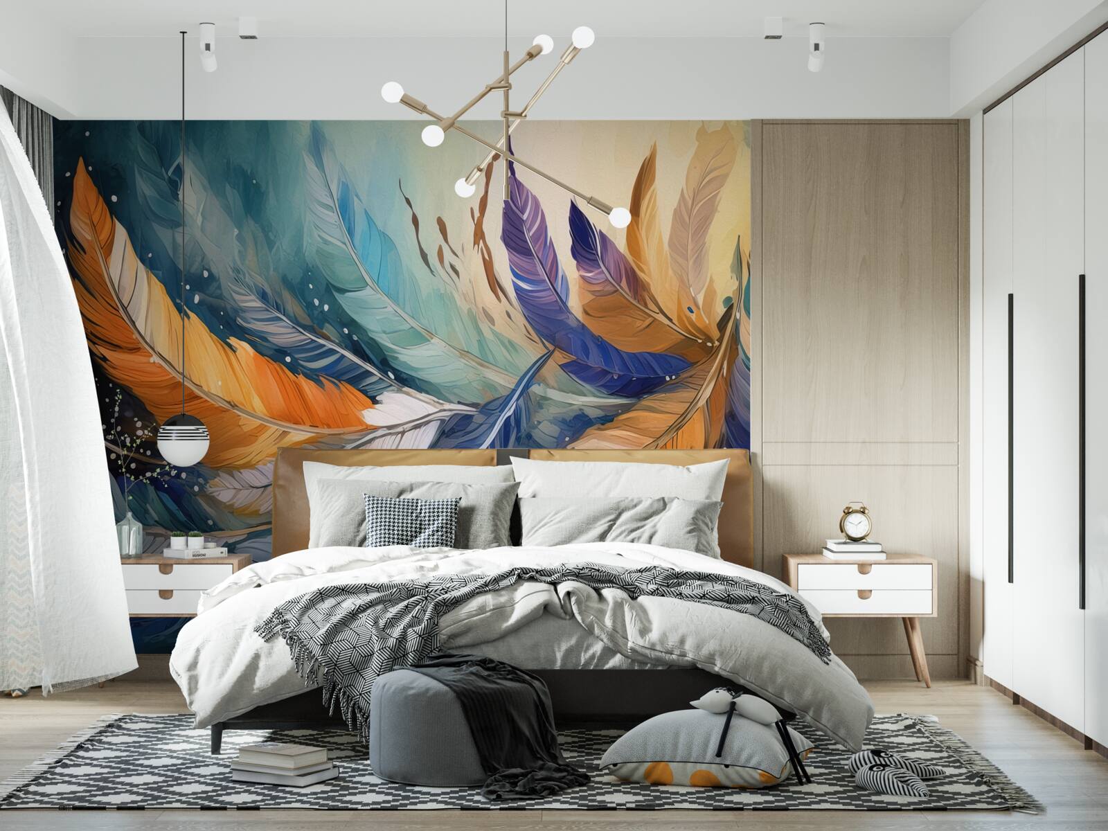 Фотошпалери яскраве осіннє листя танцює на вітрі