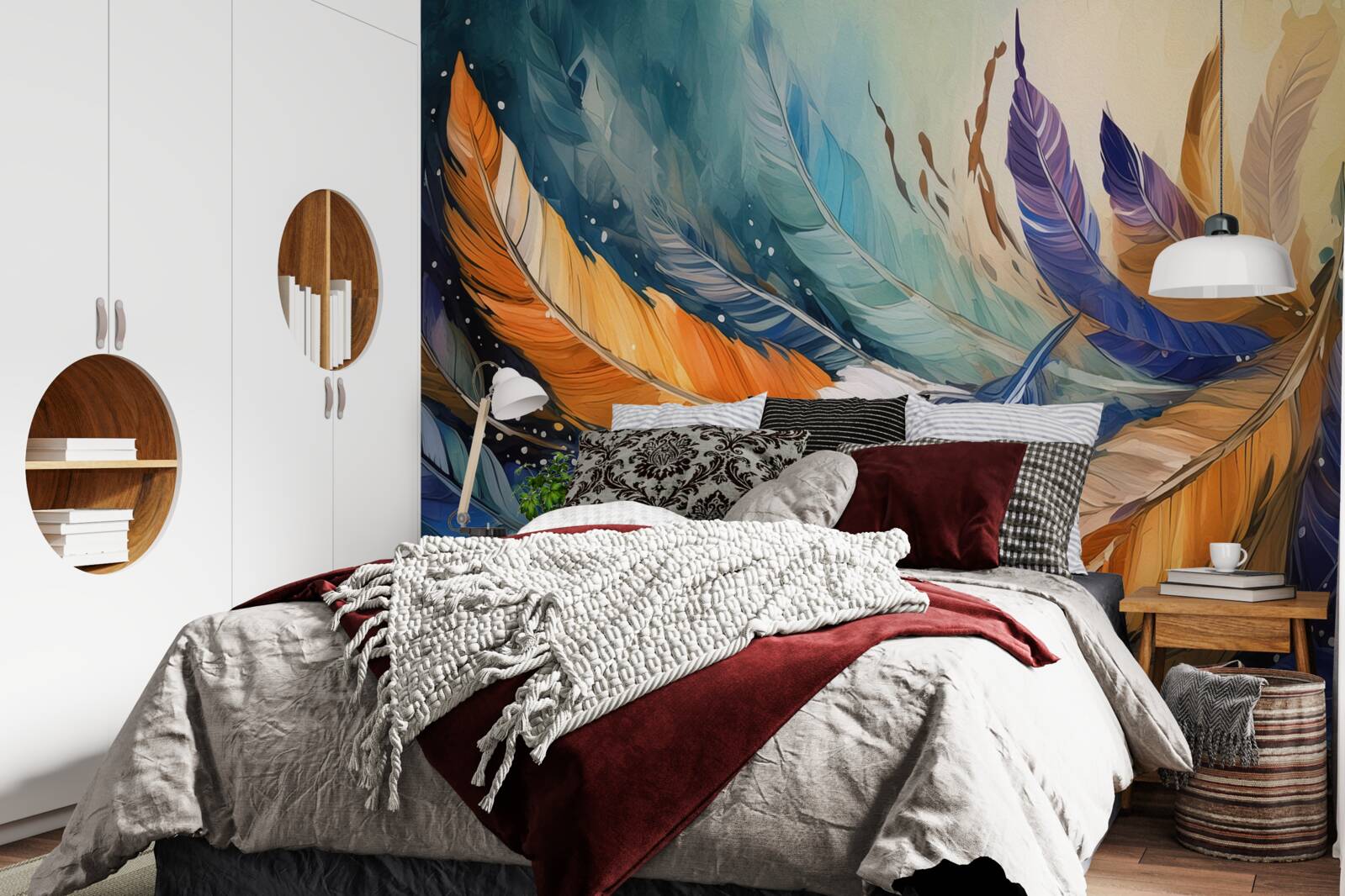 Фотошпалери яскраве осіннє листя танцює на вітрі