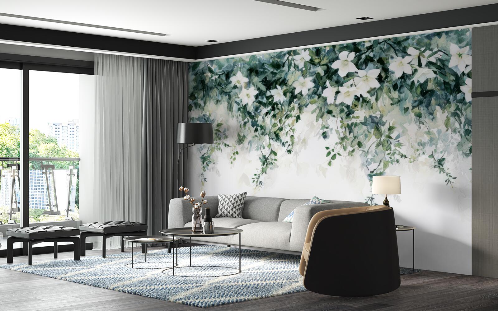 Фотошпалери білосніжний жасмин у цвіту