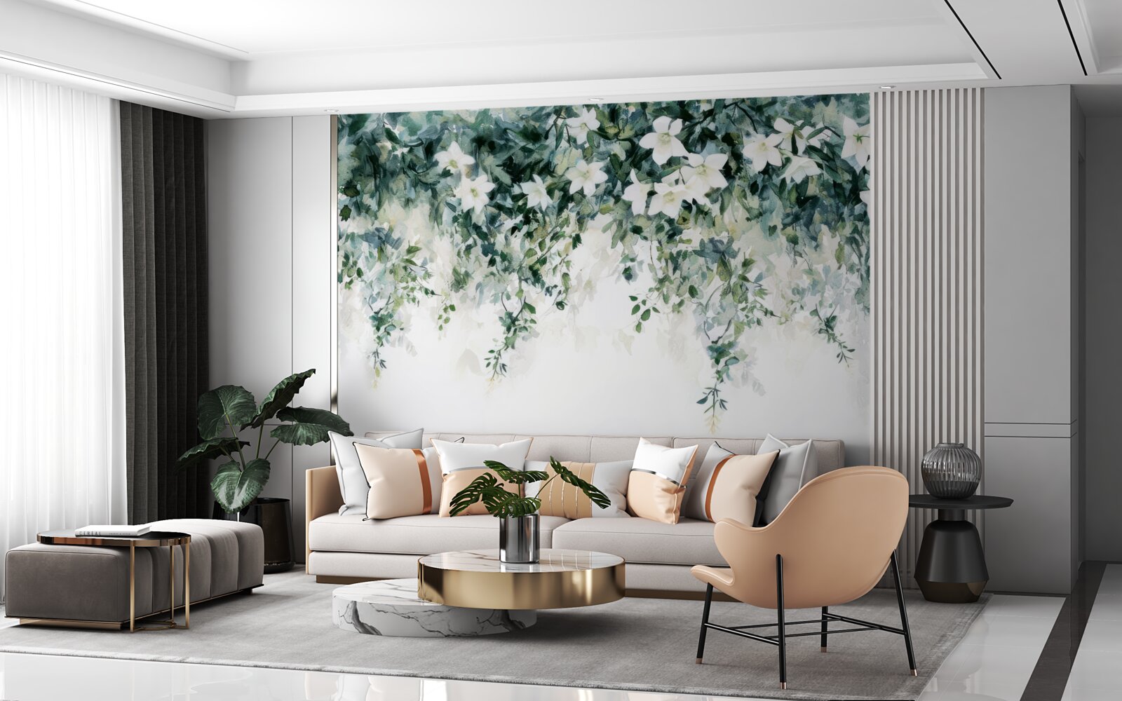 Фотошпалери білосніжний жасмин у цвіту