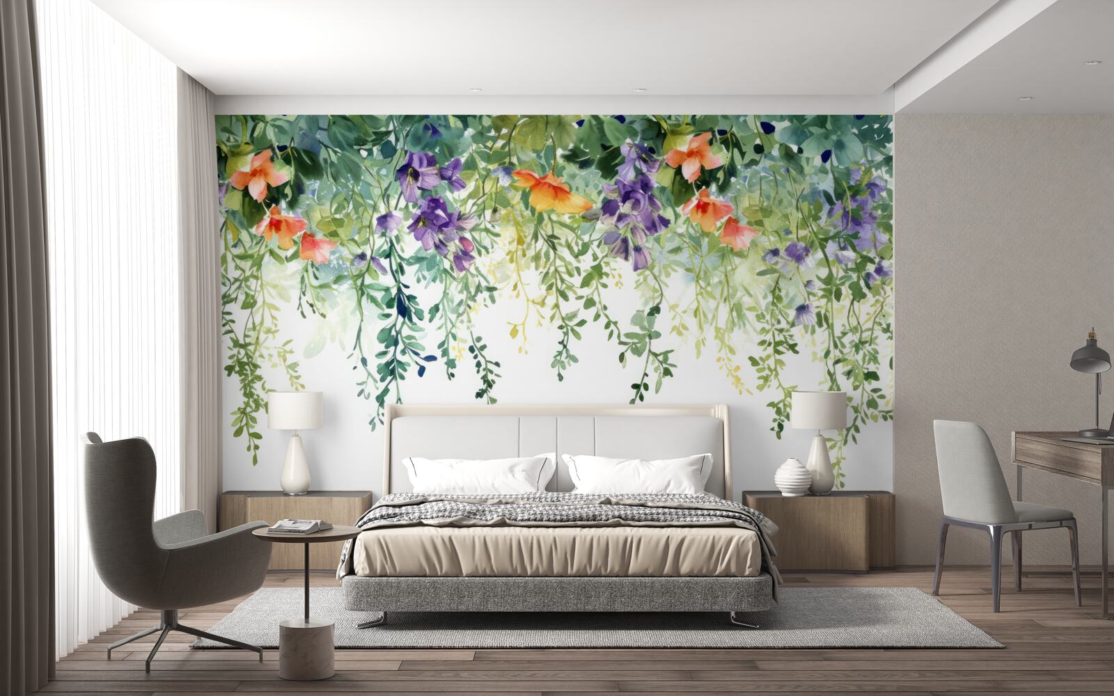 Фотошпалери ніжні квіти з саду, перевернуті догори дном