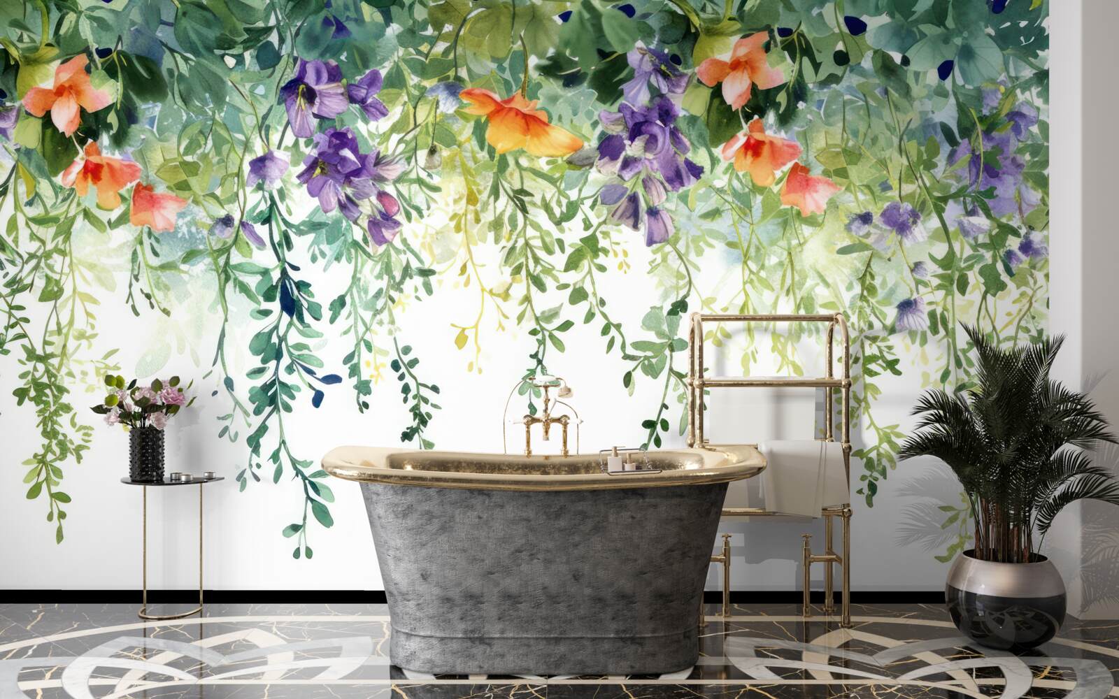 Фотошпалери ніжні квіти з саду, перевернуті догори дном