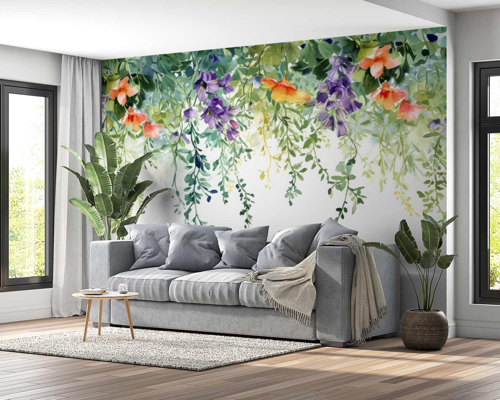 Фотошпалери ніжні квіти з саду, перевернуті догори дном