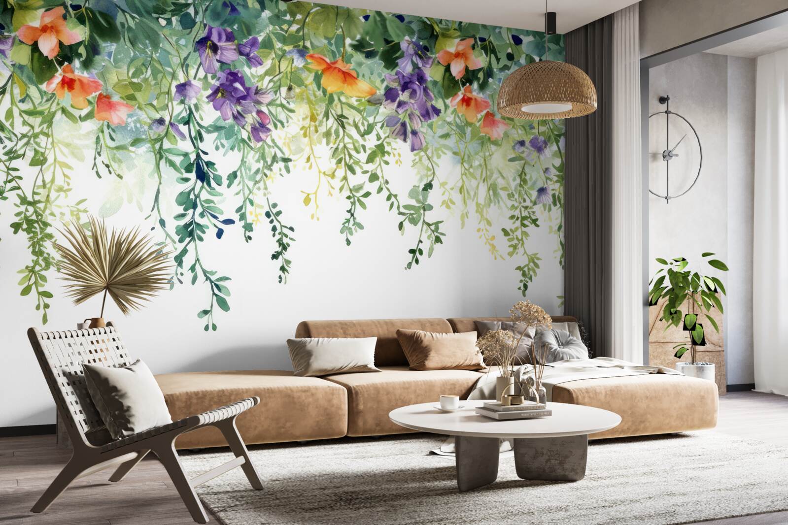 Фотошпалери ніжні квіти з саду, перевернуті догори дном