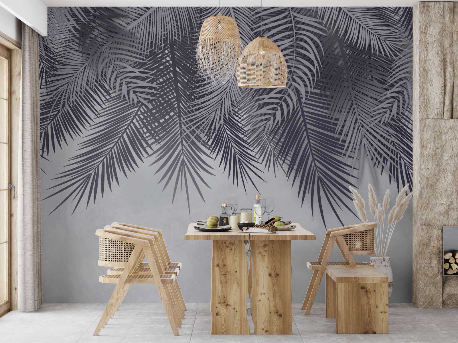 Фотошпалери вночі опадає листя папороті