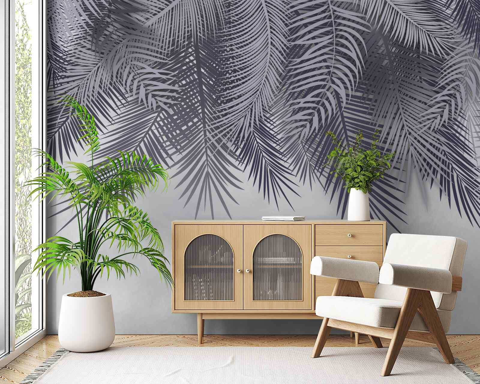 Фотошпалери вночі опадає листя папороті