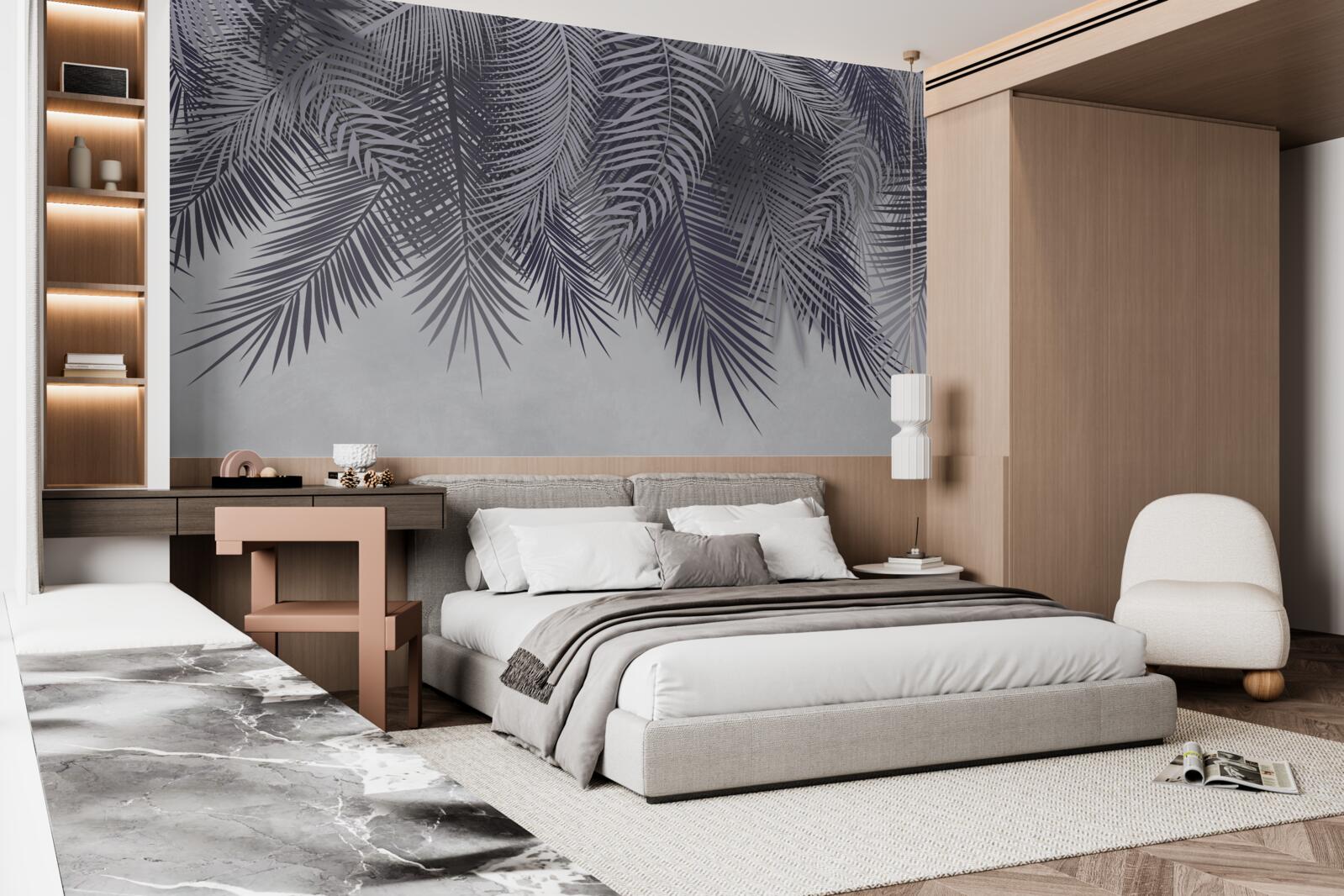 Фотошпалери вночі опадає листя папороті