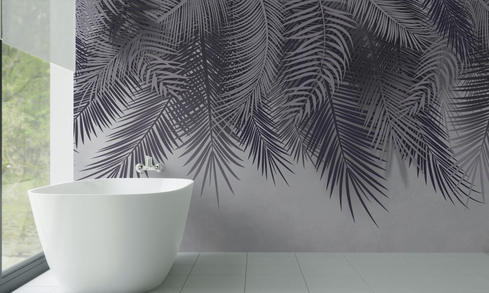 Фотошпалери вночі опадає листя папороті