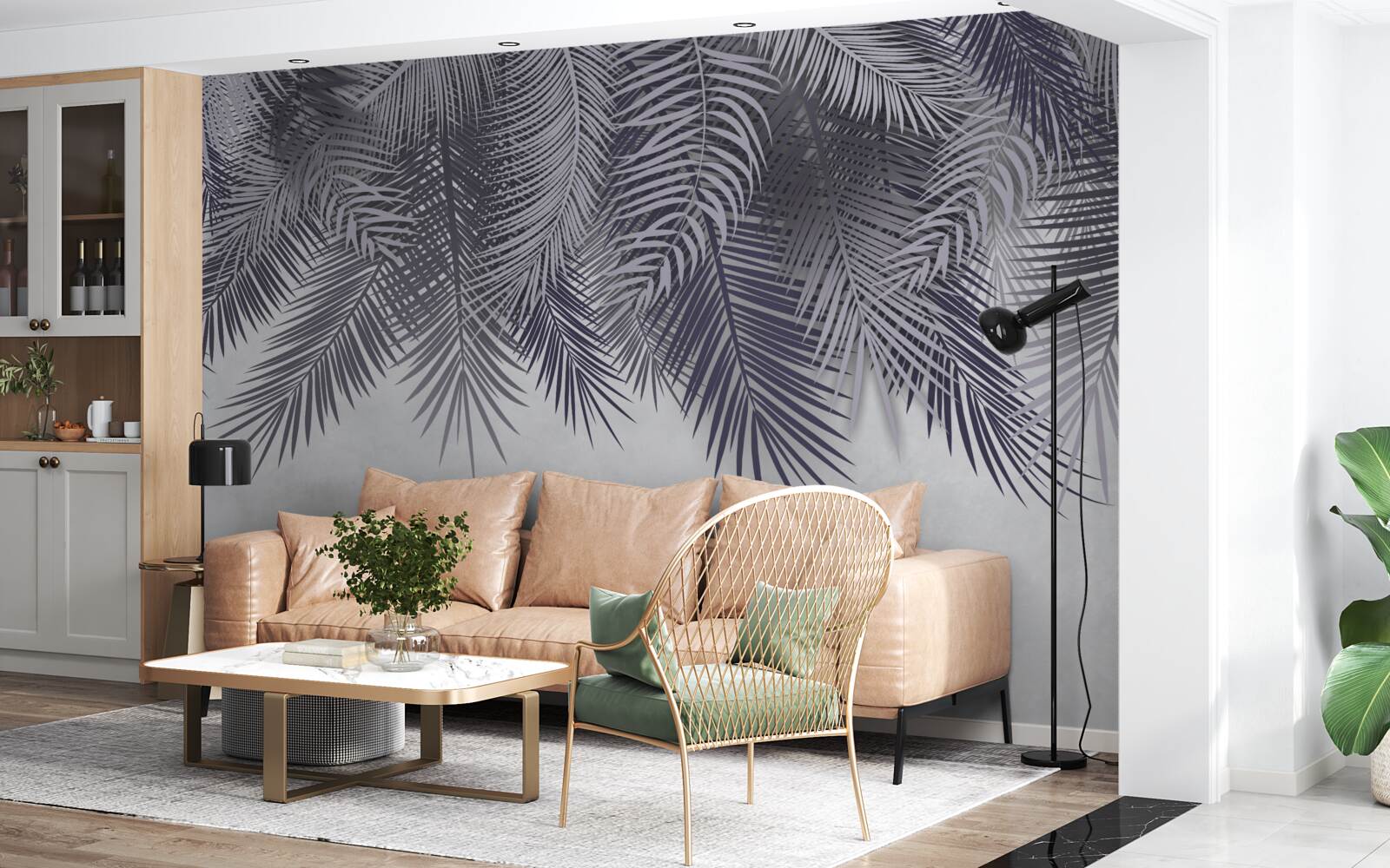 Фотошпалери вночі опадає листя папороті