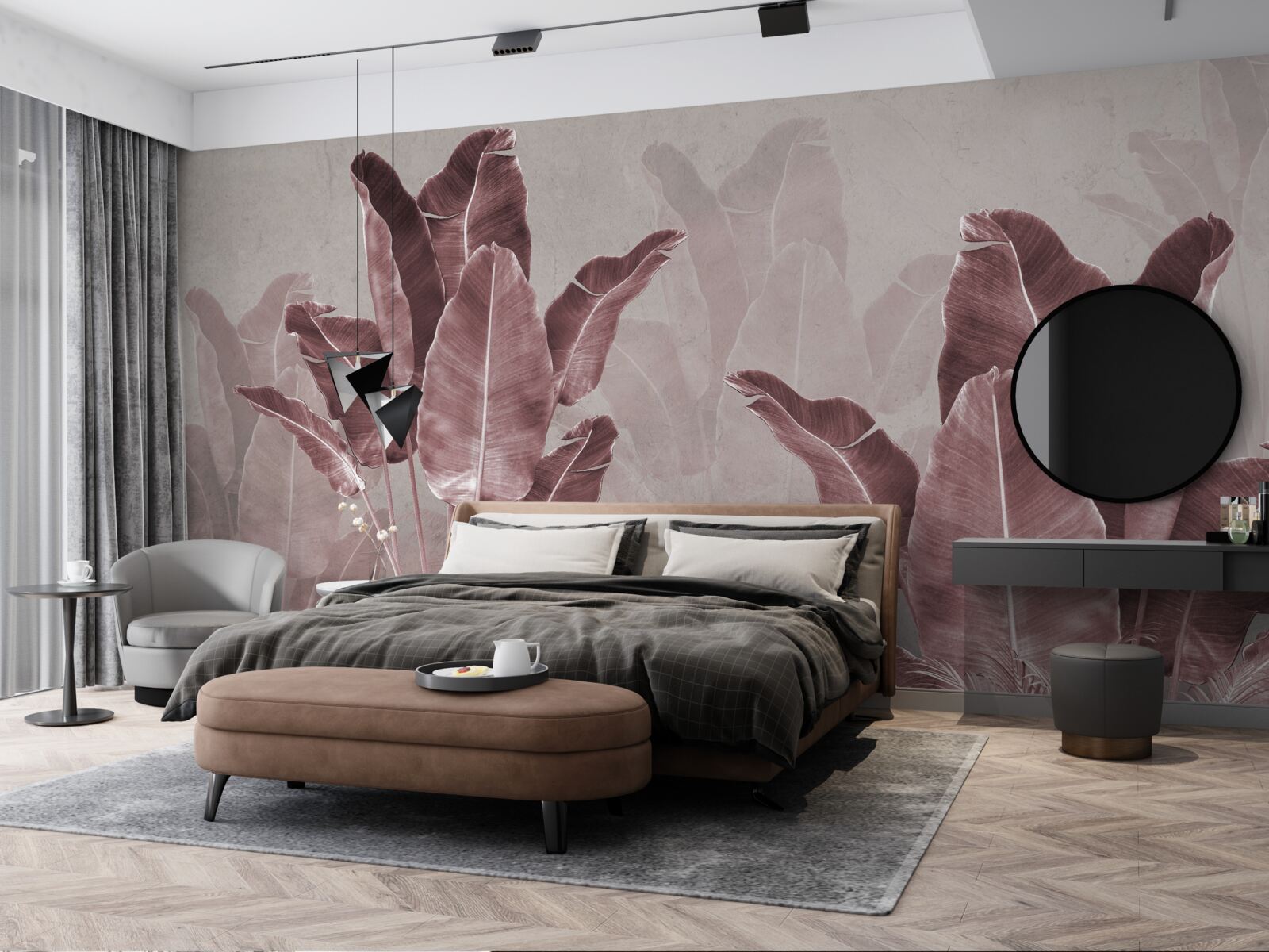 Фотошпалери високе пальмове листя червоне