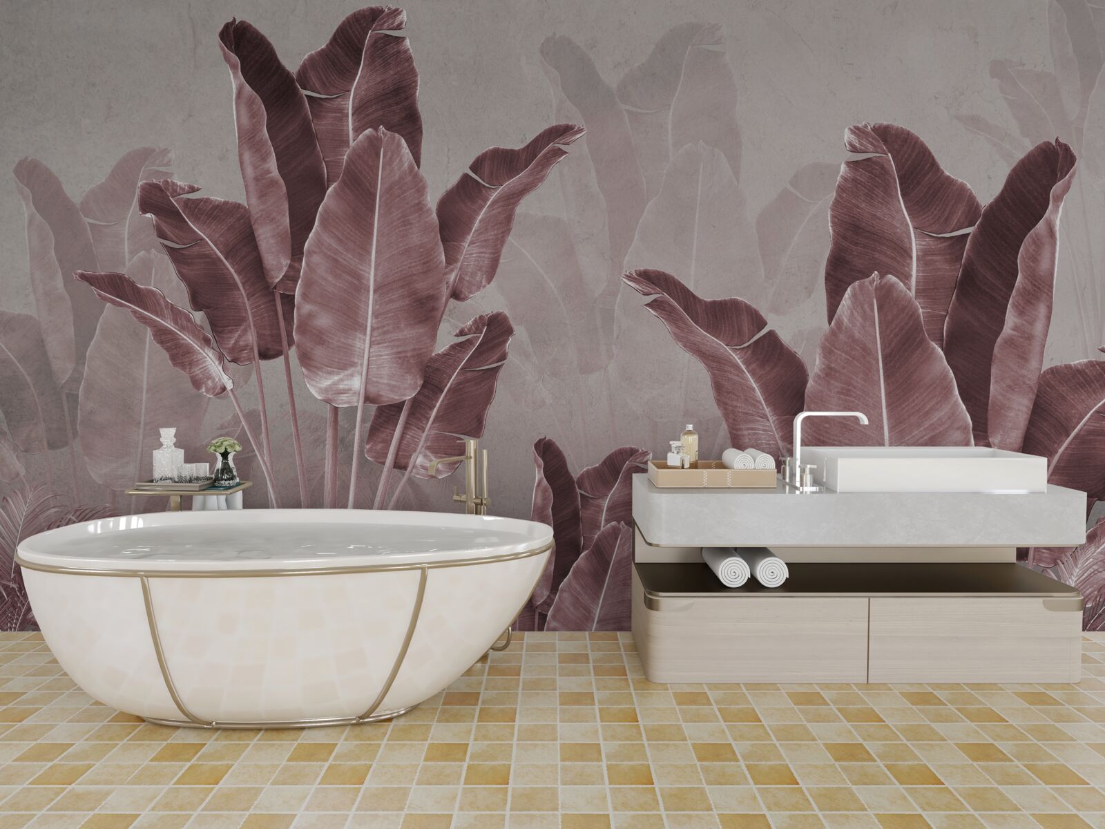 Фотошпалери високе пальмове листя червоне