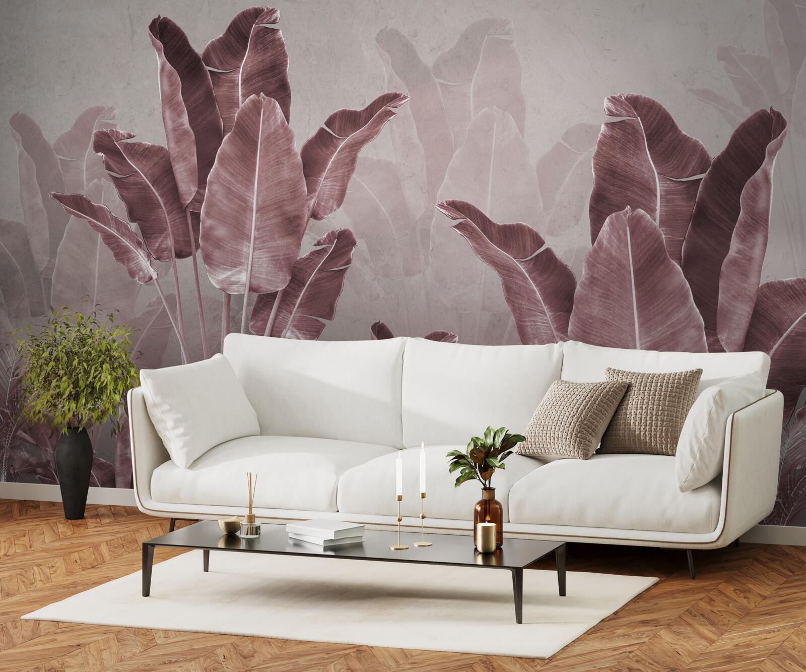 Фотошпалери високе пальмове листя червоне