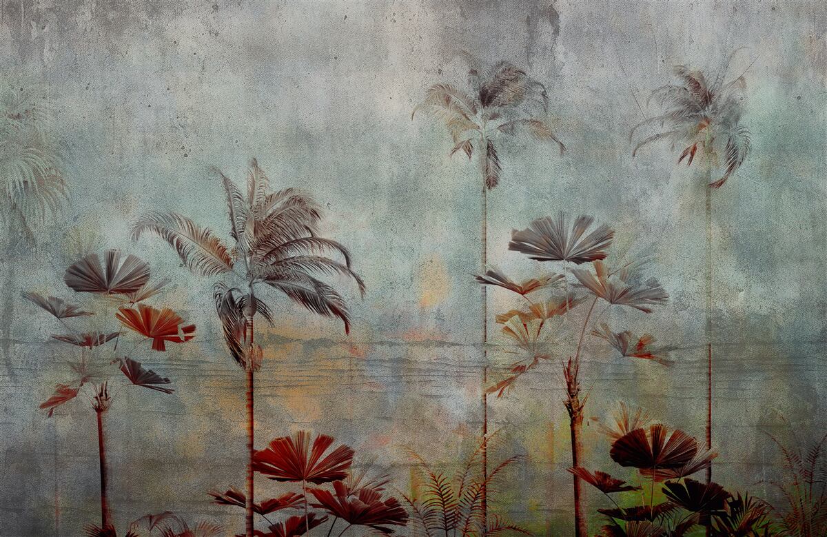 Фотошпалери пальми, що гойдаються на березі