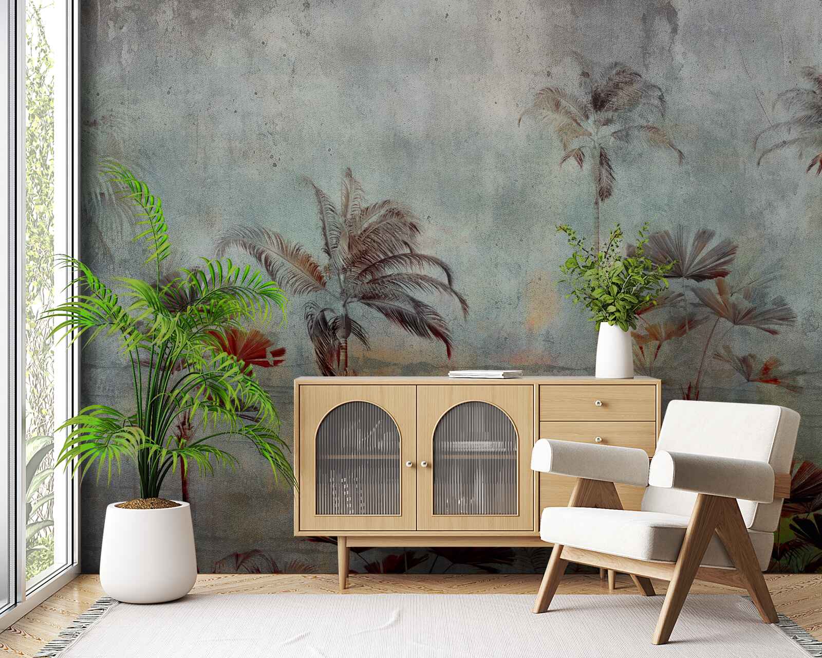 Фотошпалери пальми, що гойдаються на березі