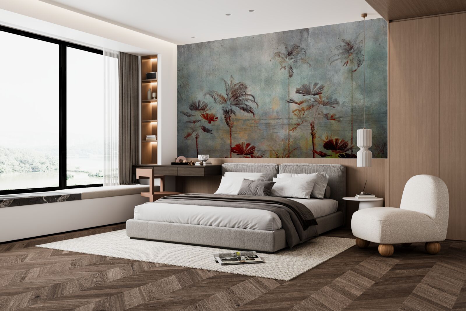 Фотошпалери пальми, що гойдаються на березі