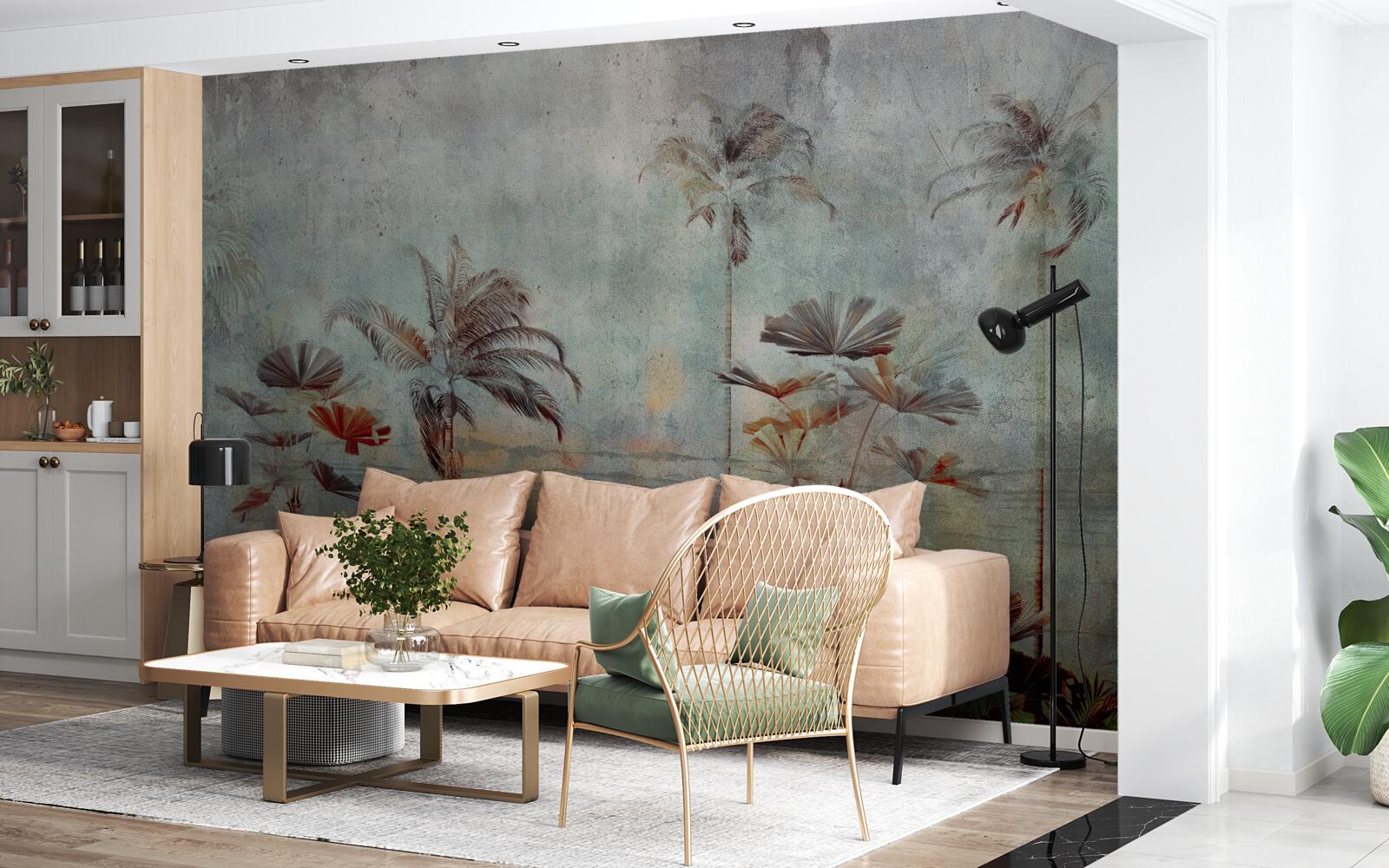 Фотошпалери пальми, що гойдаються на березі