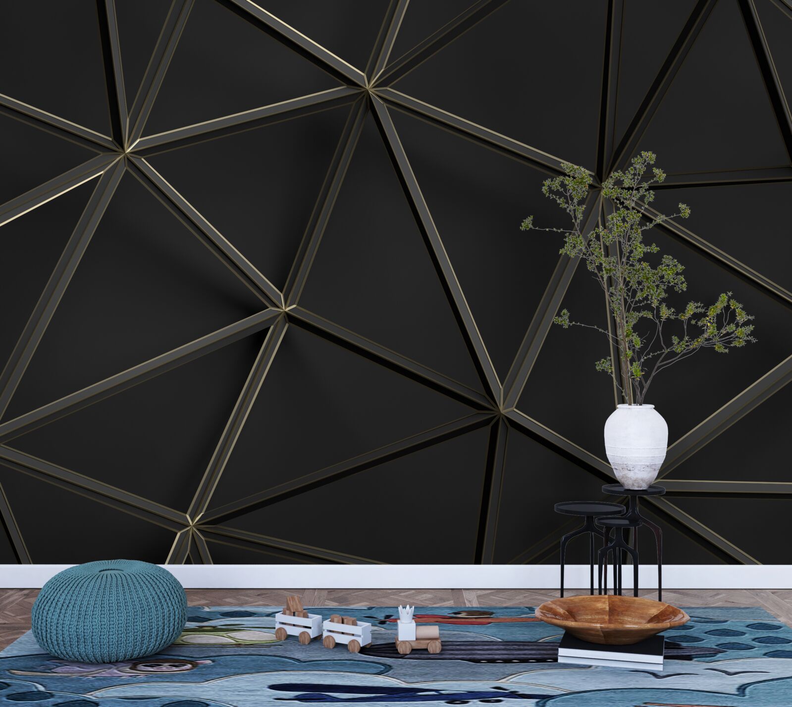 Фотошпалери вітраж з чорного скла