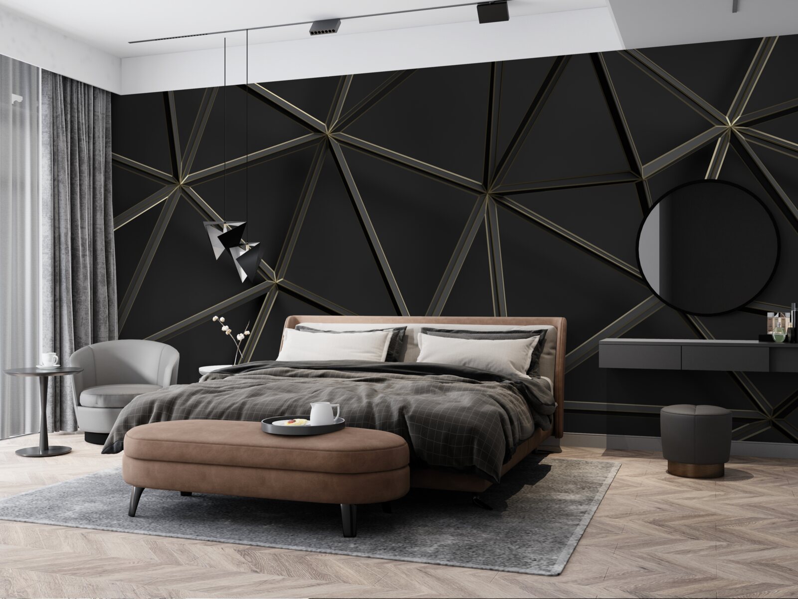 Фотошпалери вітраж з чорного скла