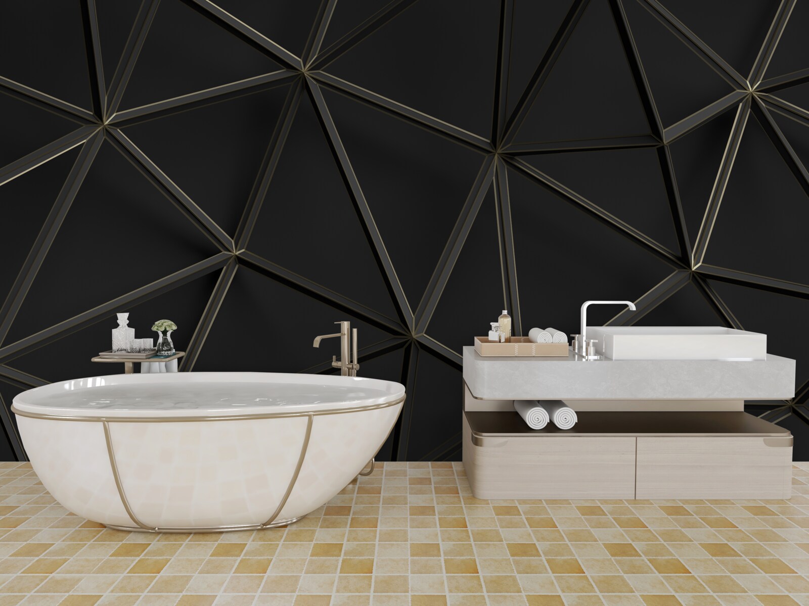 Фотошпалери вітраж з чорного скла