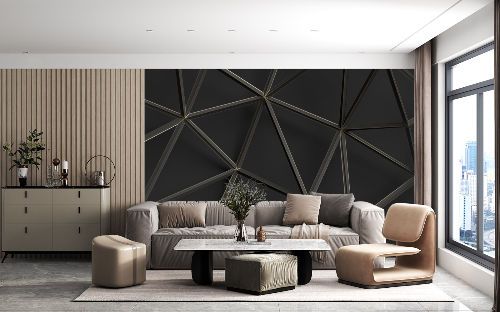 Фотошпалери вітраж з чорного скла