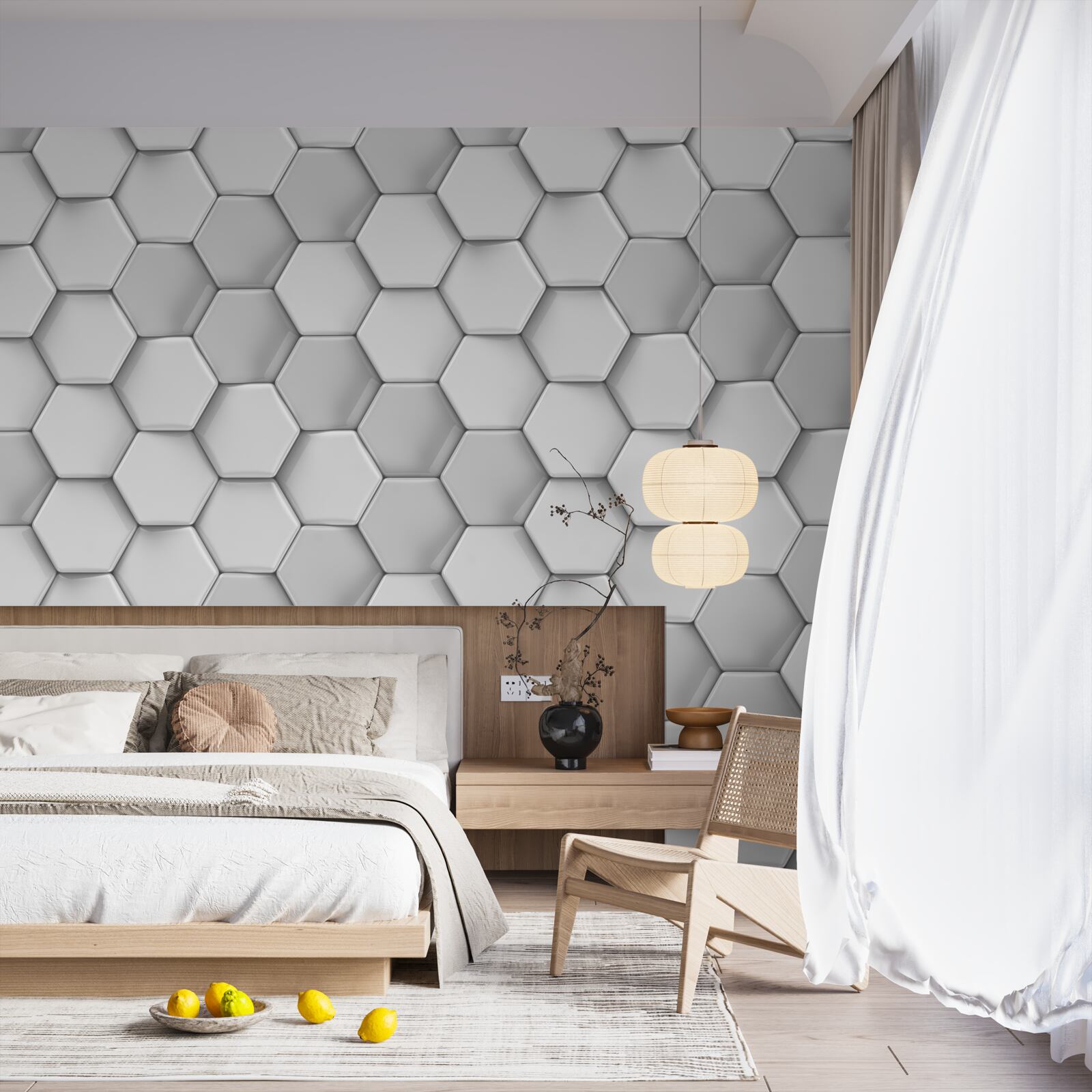 Фотошпалери об'ємні сірі п'ятикутники